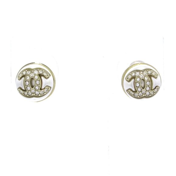 CHANEL Coco - White Gold Fake Pearl Hardware Earrings Gold hardware 742-072625 - Picture 1 of 7